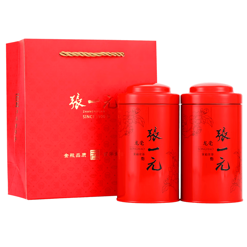 张一元茶叶茉莉花茶茉莉龙毫浓香型茶礼送礼春茶新茶特种200g罐装 茉莉花茶龙毫100g*2罐