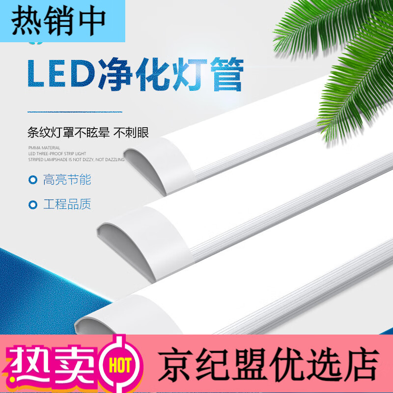 得焺 LED燈管一體化日光燈凈化燈支架燈長條防塵燈三防燈辦公室倉庫燈 高亮凈化燈管-0.6米20瓦雙排燈珠