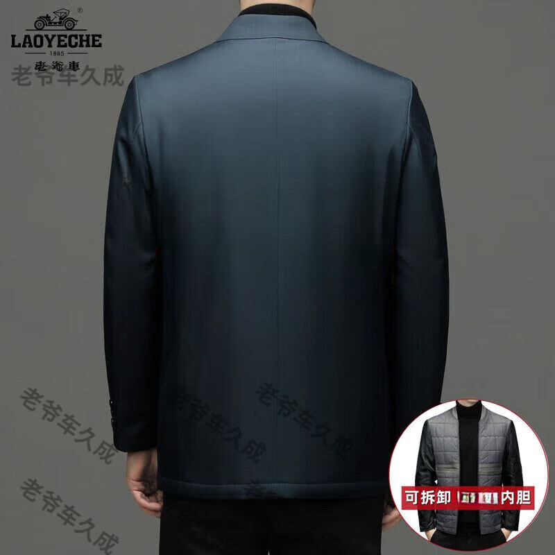 老爷车秋冬季新款高端夹克男中老年休闲保暖棉服爸爸装棉衣外套 2223款黑色拉链款 拆卸蚕丝棉内 M 170 100-120斤 体重