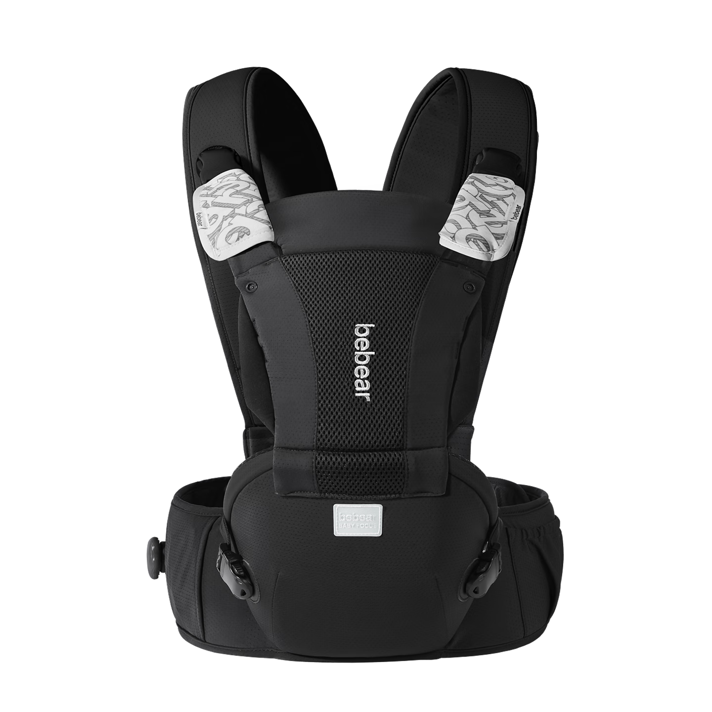 抱抱熊嬰兒背帶腰凳寶寶遛娃抱娃神器前抱式多功能新生兒四季通用背嬰帶 V29云感樸黑【Pro旋鈕主推款】