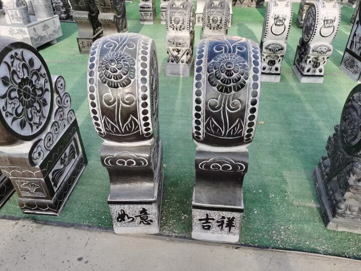 唐語磚雕四合院門口中式傳統(tǒng)擺件抱鼓石鎮(zhèn)宅瑞獸鼓磚雕仿石材質(zhì)門墩 抱鼓石20*40*80吉祥如意