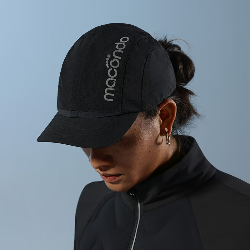 马孔多（macondo）原创单品｜25新款竞速实顶帽吸湿排汗防晒防泼隐藏通风窗跑步帽 黑色