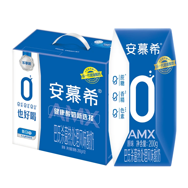 伊利安慕希AMX 0蔗糖常温酸牛奶200g*12盒/箱 礼盒装