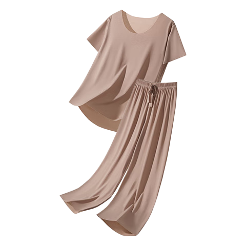 百亿补贴:芬腾可安(FENTENGCARE)女士睡衣女冰丝短袖长裤简约舒适透气可外穿家居服套装夏季薄款YR43.9元