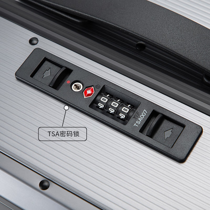Walker Shop品牌行李箱全铝镁合金宽拉杆箱商务登机箱男女万向轮密码旅行箱子 经典黑 20英寸 【可登机】
