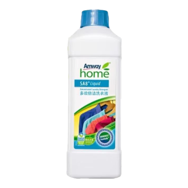 安利多效倍潔濃縮型洗衣液絲白纖細洗滌劑炫黑護色洗衣液去污漬家庭裝 多效洗衣液一瓶（送壓水桿）