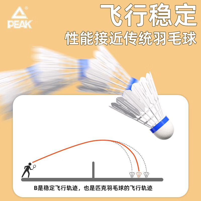 匹克（PEAK）羽毛球超耐打仿真尼龙球室内室外防风塑料球专业训练比赛胶球 【活动款】12只装/仿真羽毛超耐打 2筒 高分子发泡球头/飞行稳定