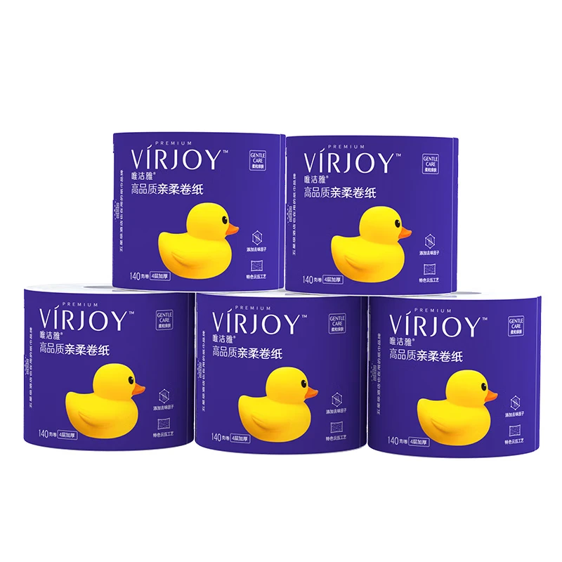 唯洁雅卷纸亲柔卷筒纸4层140g家用厕纸手纸亲肤易降解有芯卷筒卫生纸 4层 140g/卷*5卷