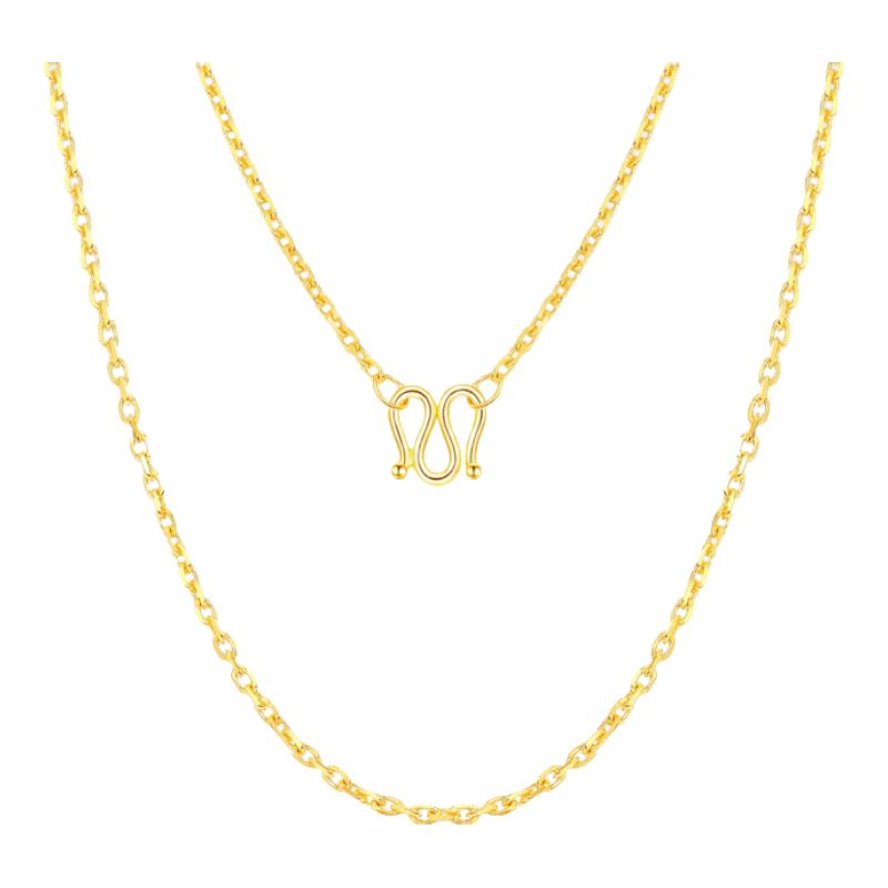 潮宏基 綾羅黃金項鏈女士足金素鏈頸飾送媽媽送女友生日禮物 計價W 約2.45g 鏈約42cm