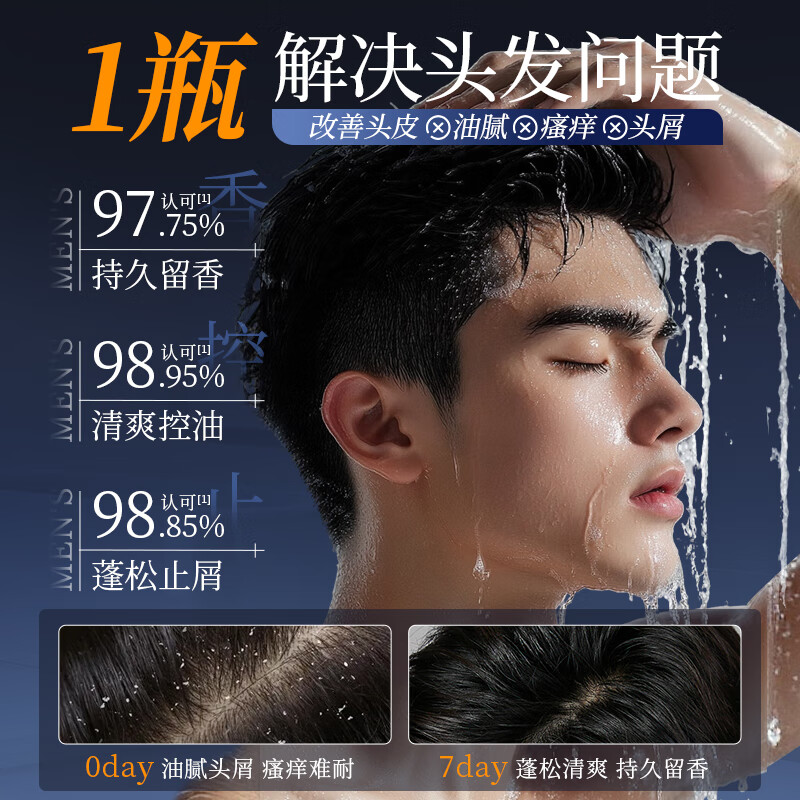 KOOGIS魅蓝洗发水持久留香72小时香体去屑控油蓬松可搭沐浴露液男士专用