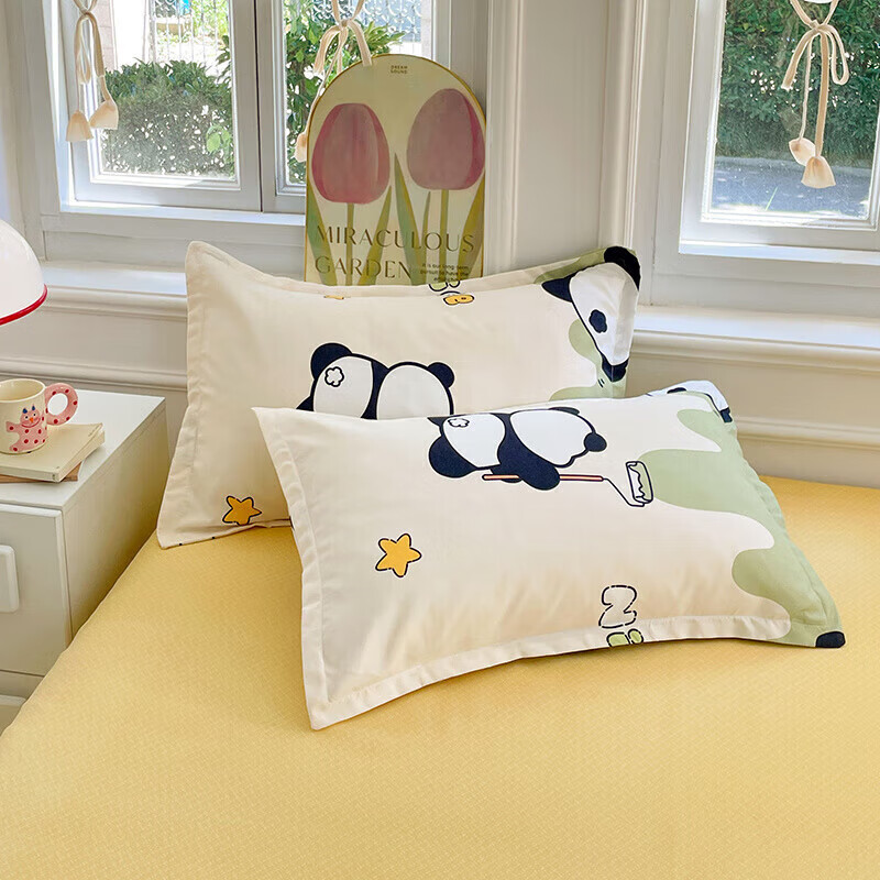 软贝小清新四件套 透气亲肤印花卡通简约田园风被套床单款套件 活力熊 2.0m 床单款 四件套（被套200*230cm）