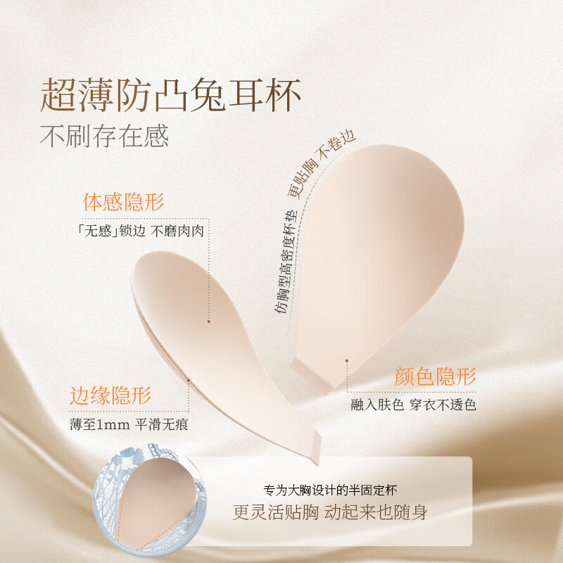 奶糖派微甜兔耳杯全罩杯超薄大胸显小聚拢显瘦文胸蕾丝大码内衣女送女友 芋泥奶昔 【秋冬新色】 75C