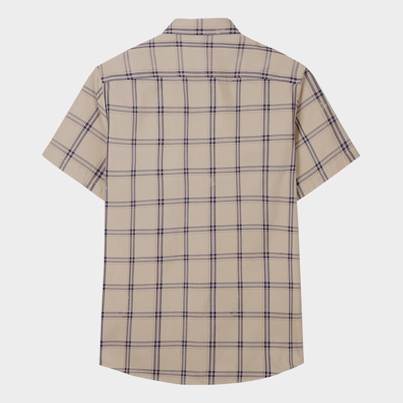 才子（TRIES）【莫代尔】男士短袖衬衫2026新款夏季轻薄柔软格纹商务休闲衬衣 深卡其 XL (175/92A)