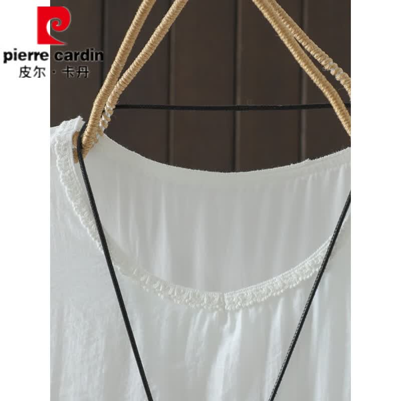 皮尔卡丹宽松文艺色无袖吊带连衣裙女夏2025新款休闲外穿打底棉麻背心裙 白色 L 建议105-120斤