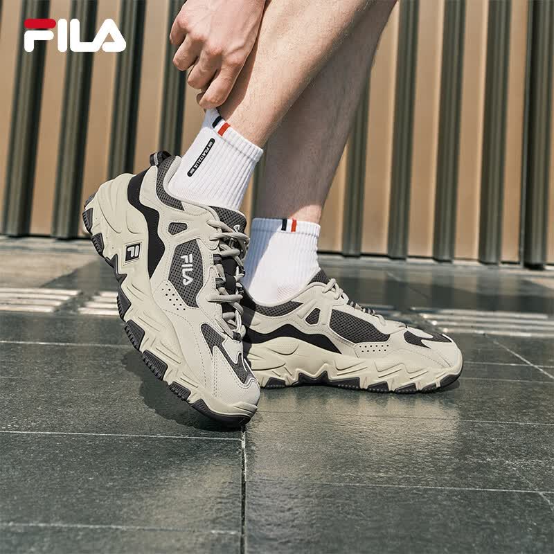 斐乐（FILA）官方方掠夺者2S男鞋情侣复古跑鞋运动鞋休闲鞋厚底老爹鞋 烟灰/泡沫白-QA 42