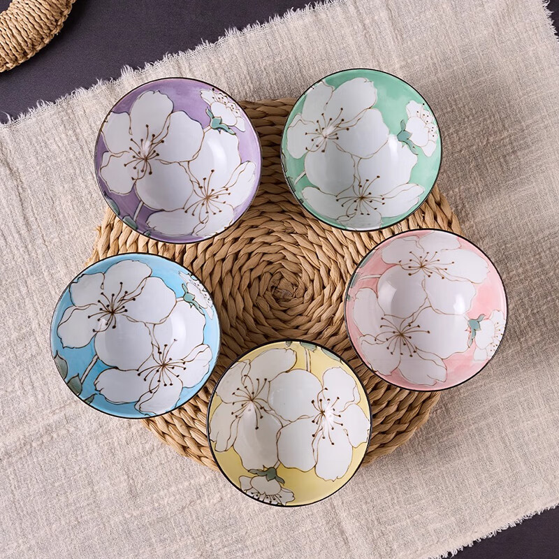 Nature Living日本进口美浓烧樱花系列陶瓷饭碗釉下彩创意散件餐具微波炉可用 5.8英寸蓝樱花多用碗 | 319136
