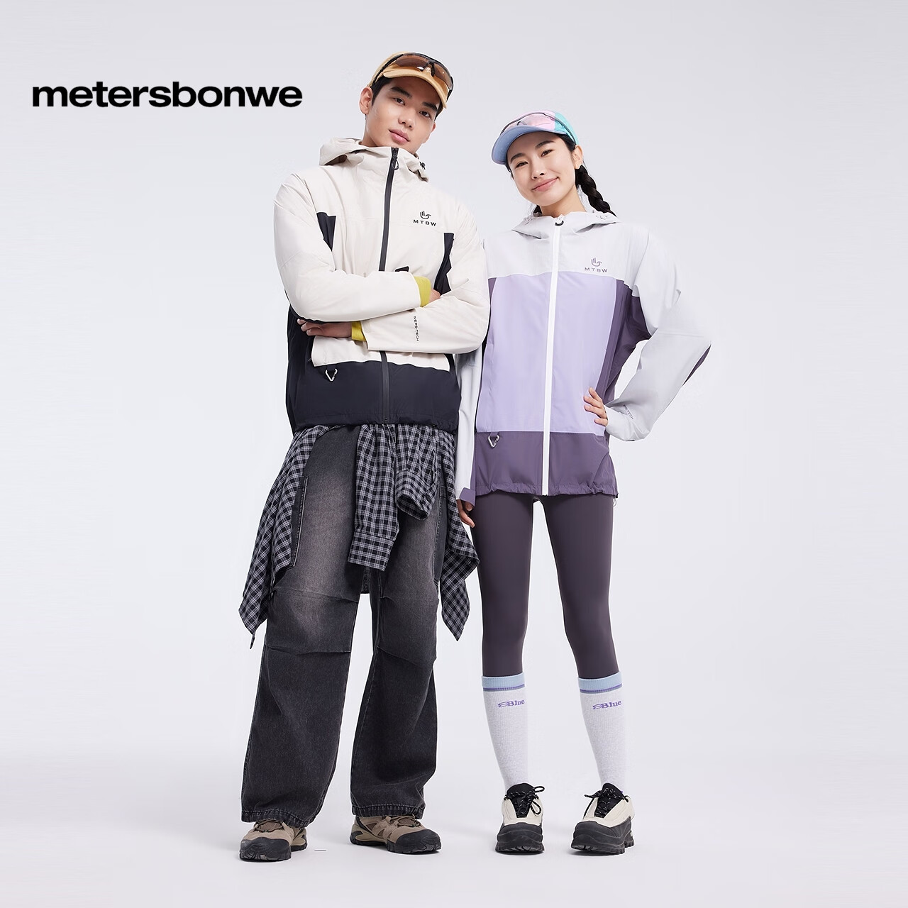 美特斯邦威[商场同款]夹克男女同25秋冬山系拼色单冲登山服外套 月光杏色组 L 175 96A