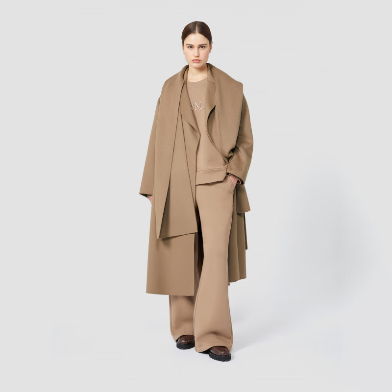 MAX MARA 2025秋冬新品女装绵羊毛长袍系带大衣9016095306 驼色 38