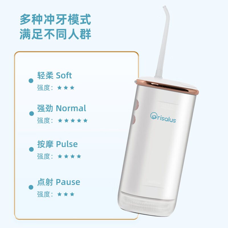 Orisalus冲牙器【畅销海外12年】家用洗牙器便携水牙线牙齿冲洗器清洁口腔牙缝牙结石洁牙器美牙仪七夕礼物 白色 2支喷头 高频脉冲+4档模式【热销爆款】