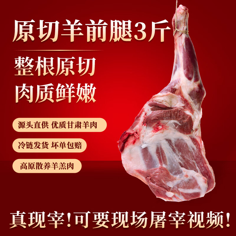 临小夏甘肃民勤草原临夏散养羔羊鲜切羊肉卷条火锅生鲜纯原切羊肉清真 鲜切羊前腿肉*3斤