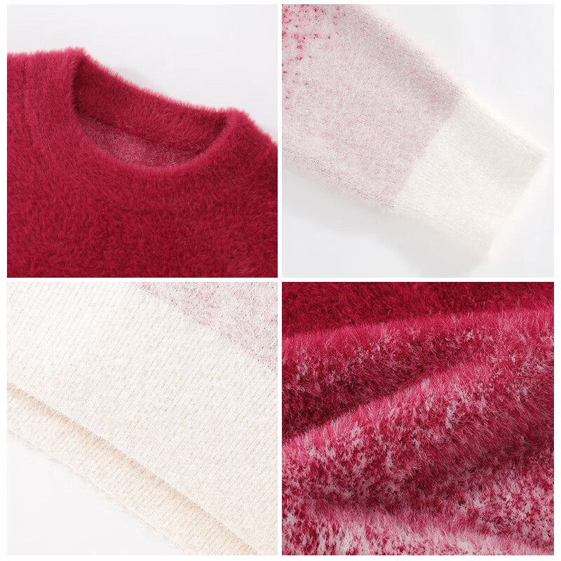 回力圆领毛衫女秋冬季新款红色渐变百搭长袖上衣内外搭潮流小个子女装 浅蓝#纯色 均码