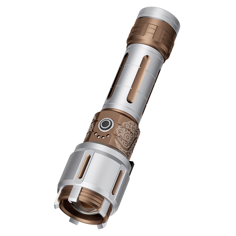 天火乾坤手電筒強光超亮充電戶外巡邏露營釣魚遠射超長續(xù)航多功能激光 2200流明丨送黃藍燃火鏡片丨雙電