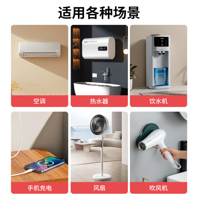 国际电工10A转16A转换器插座头大功率热水器空调大三孔插排过载保护带开关 10A转16A插座带开关【1只装】