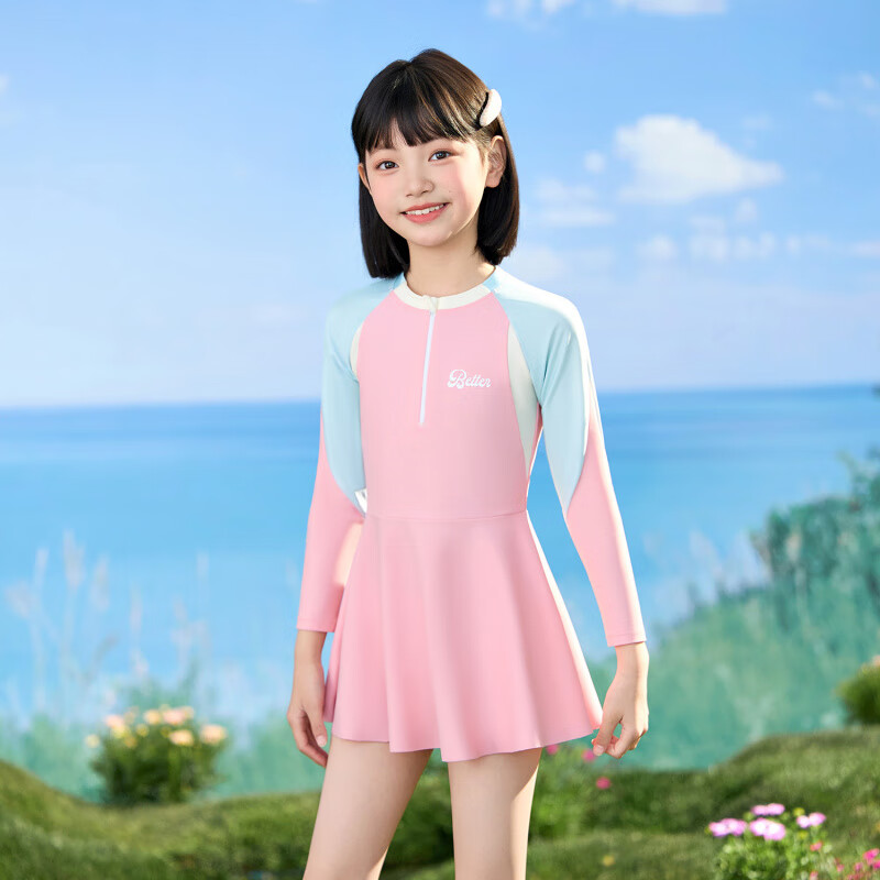 ���ζ�ͯӾ��Ů������ȹ����ɹ��Ӿ�³������д�ͯ��Ӿѵ��Ӿװ�� ��ɫ 170 L��������95-110cm����30-40