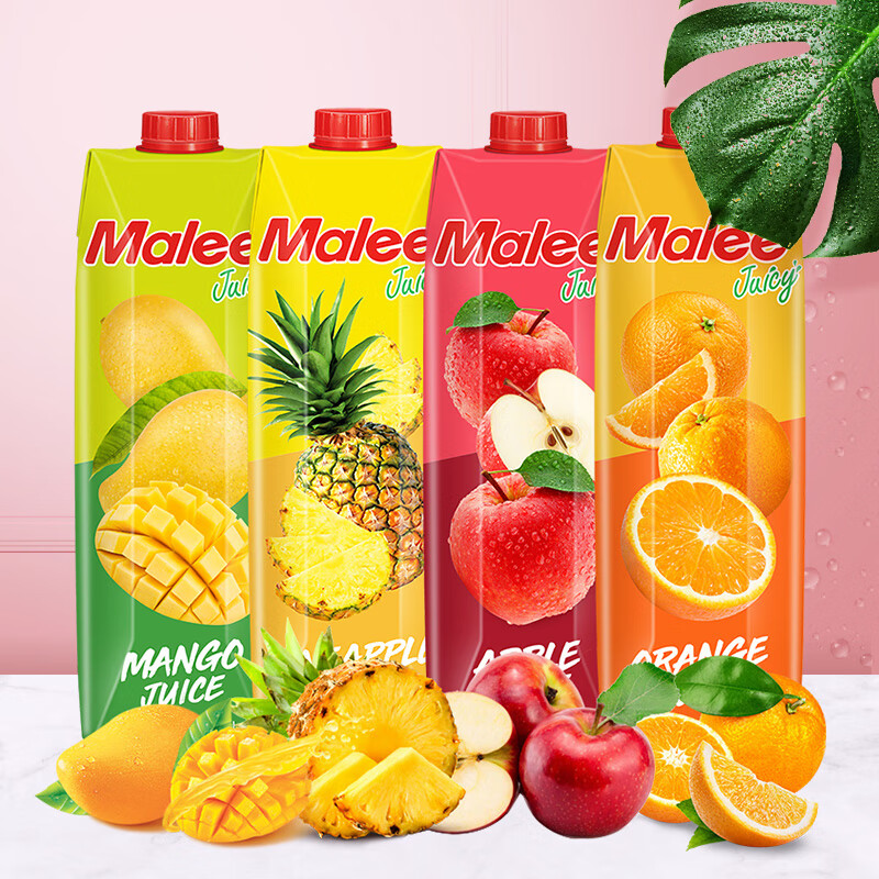 Malee泰國瑪麗malee橙汁菠蘿蘋果芒果汁1000ml濃縮果蔬汁飲料大瓶混合 橙汁1L*2 瑪麗混合口味果蔬汁