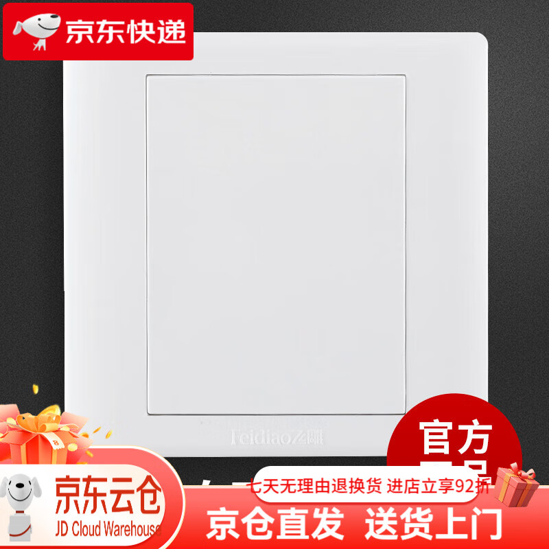 飛雕（FEIDIAO）開(kāi)關(guān)白板插座蓋板遮擋墻壁暗裝空白面板堵洞裝飾86型白蓋板 空白面板
