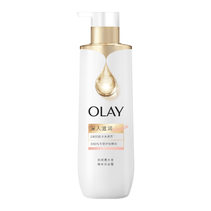 【准新品】OLAY精华沐浴露全新烟酰胺深入滋润500g奶绒檀木香含神经酰胺留香男女  