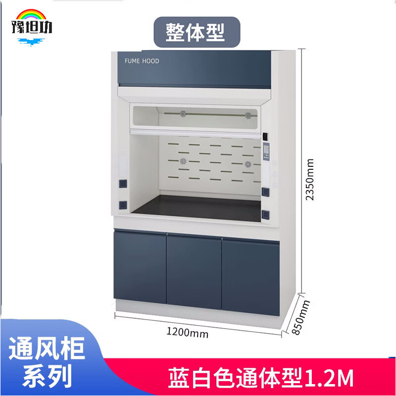 豫坦功實(shí)驗(yàn)室全鋼通風(fēng)柜桌上PP耐腐蝕化驗(yàn)室排風(fēng)系統(tǒng)凈氣型不銹鋼通風(fēng)櫥 藍(lán)白色通體型1.2M