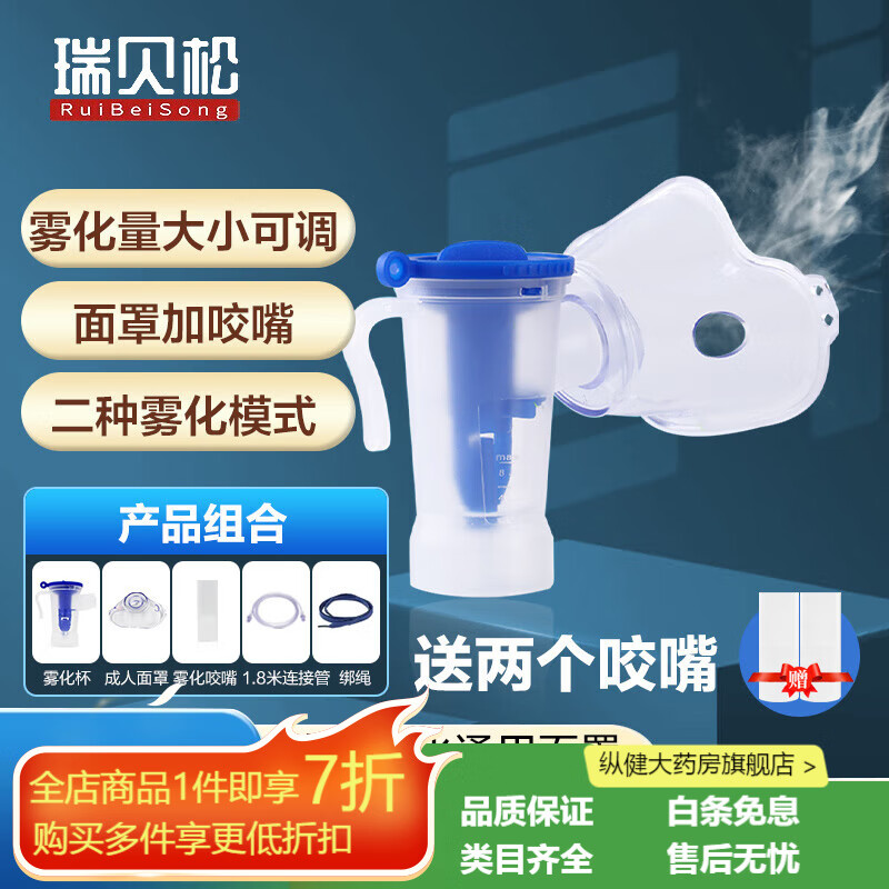 瑞貝松(RuiBeiSong)霧化面罩 家用 配件 通用 成人 醫(yī)用霧化杯 可調(diào)【 成人霧化面罩X1套