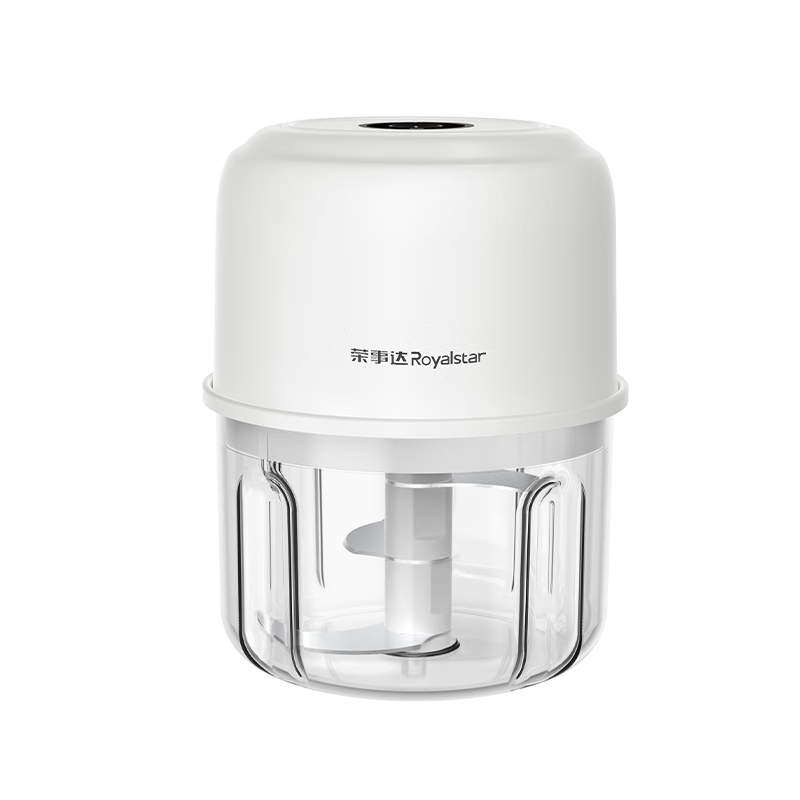 荣事达打蒜器电动蒜蓉搅碎器蒜泥神器绞馅捣蒜多功能料理机绞肉机 【特价300ml玻璃杯】奶油白三叶刀推荐