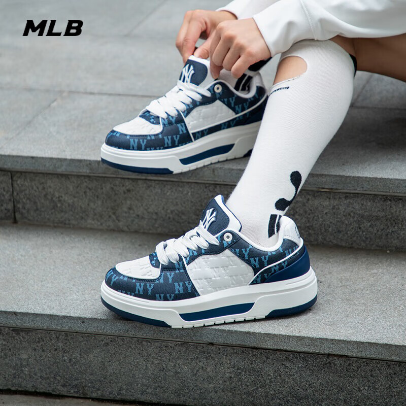 美职棒（MLB）官方学长鞋女鞋子 25秋季新款运动鞋情侣休闲鞋复古板鞋3ASXCMN4N 纽约洋基队/标准藏青色/标准白色 38.5 245
