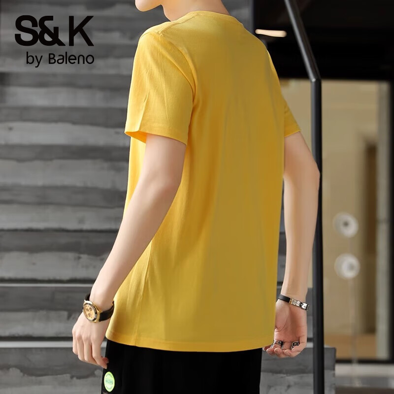 班尼路（Baleno）S&K纯棉短袖T恤男2025新款宽松休闲上衣服男士夏季大码百搭体恤 深灰+雾霾蓝 XL