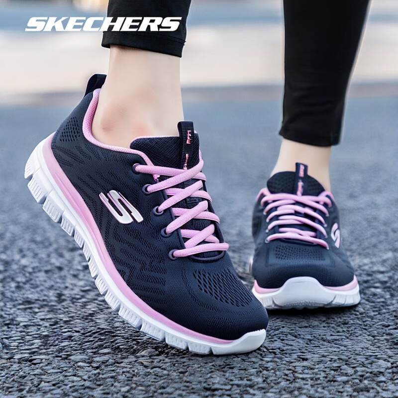 斯凯奇（Skechers）女鞋秋季2025新款软底网面鞋跑步运动鞋透气休闲轻便妈妈鞋老人鞋 粉红色-NVPK 35