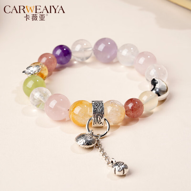 卡薇亚天然多宝水晶手串多色水晶混搭手串轻奢小众配饰礼物简约时尚饰品 珠径（10-14mm）