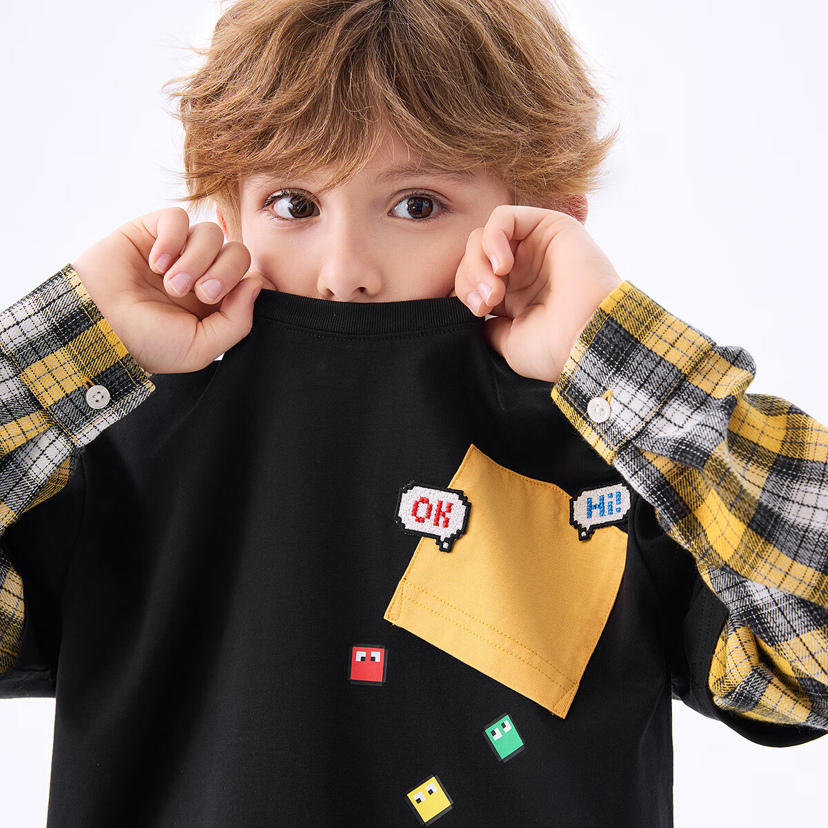 MiniPeace太平鸟童装秋新男童长袖T恤FACPF3111 黑色 110cm