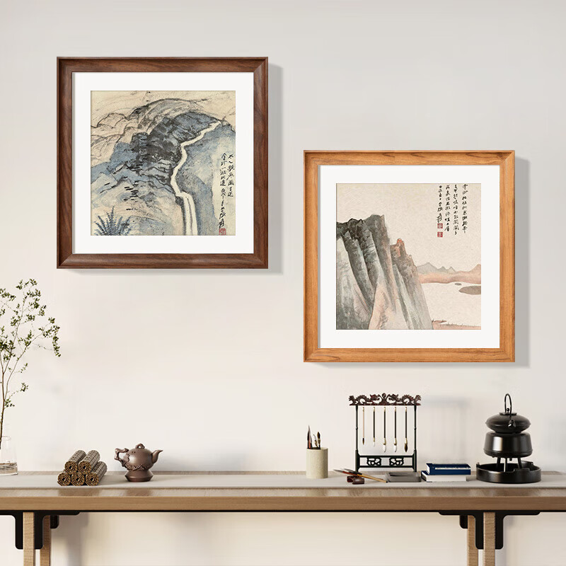 诗元正方形画框挂墙照片装裱相框摆台方10寸12 14 16国画空框展示框架 白原木色 正方形5寸【可放12.7*12.7cm】