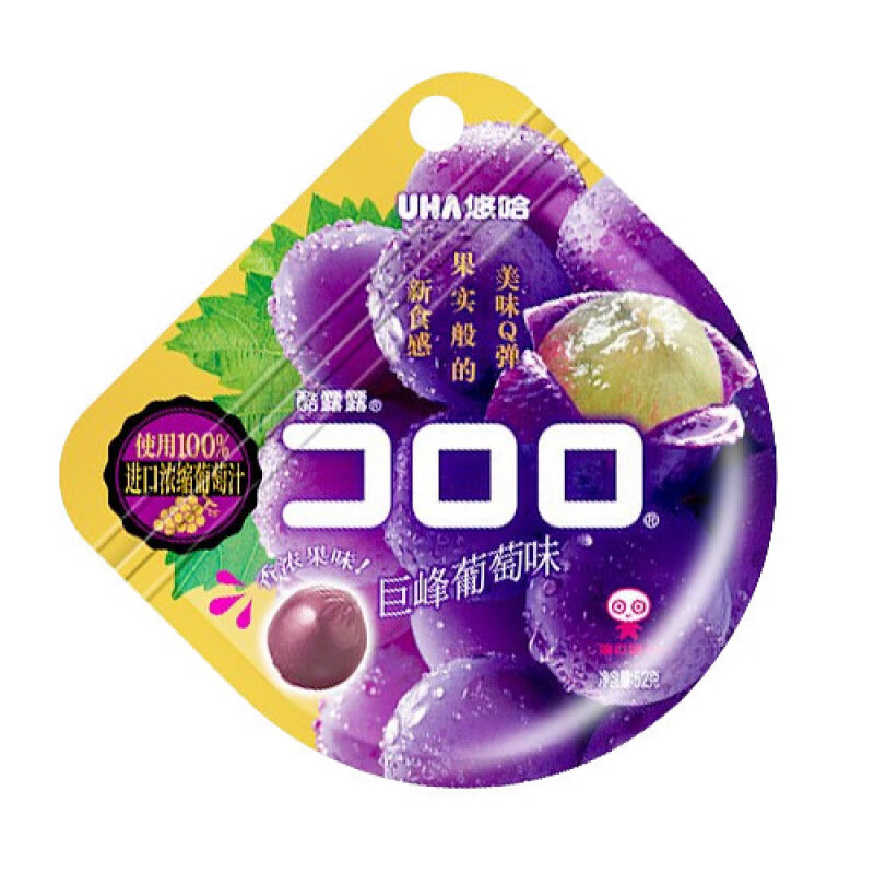 悠哈UHA悠哈味覺(jué)果汁軟糖酷露露52g爆漿夾心橡皮糖進(jìn)口網(wǎng)紅休閑零食 06袋X紫葡萄