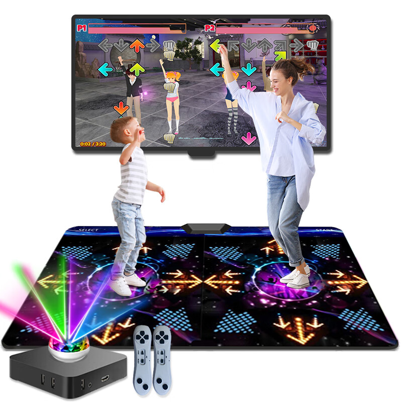 全舞行高清跳舞毯雙人無(wú)線(xiàn)跳舞機兒童運動(dòng)跑步家用電視體感游戲機炫舞毯 升級【夜色11MM】無(wú)線(xiàn)毯+2手柄