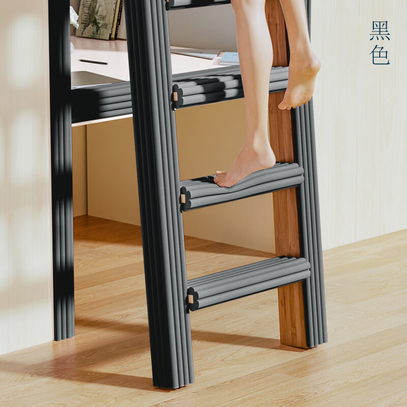 FANCYCHIC宿舍好物学生楼梯脚踏垫寝室上铺脚踏垫上下铺爬梯子脚垫防滑垫 耀夜黑 2米W型【免贴无痕】升级踩屎感