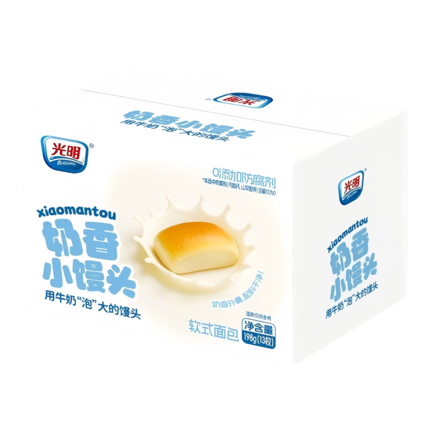 光明（Brilliant）奶香小馒头纯牛奶和面经典小面包即食营养早餐糕点点心零食蛋糕 奶香小馒头198g（13枚）