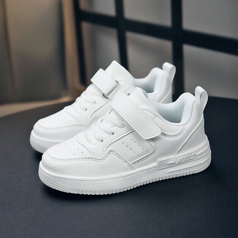 贝天熊童鞋男女童鞋新款儿童运动鞋子秋冬款网面透气经典校园小白鞋休闲 BZX2401白色【秋冬革面】 27 内长17.2/脚16.2