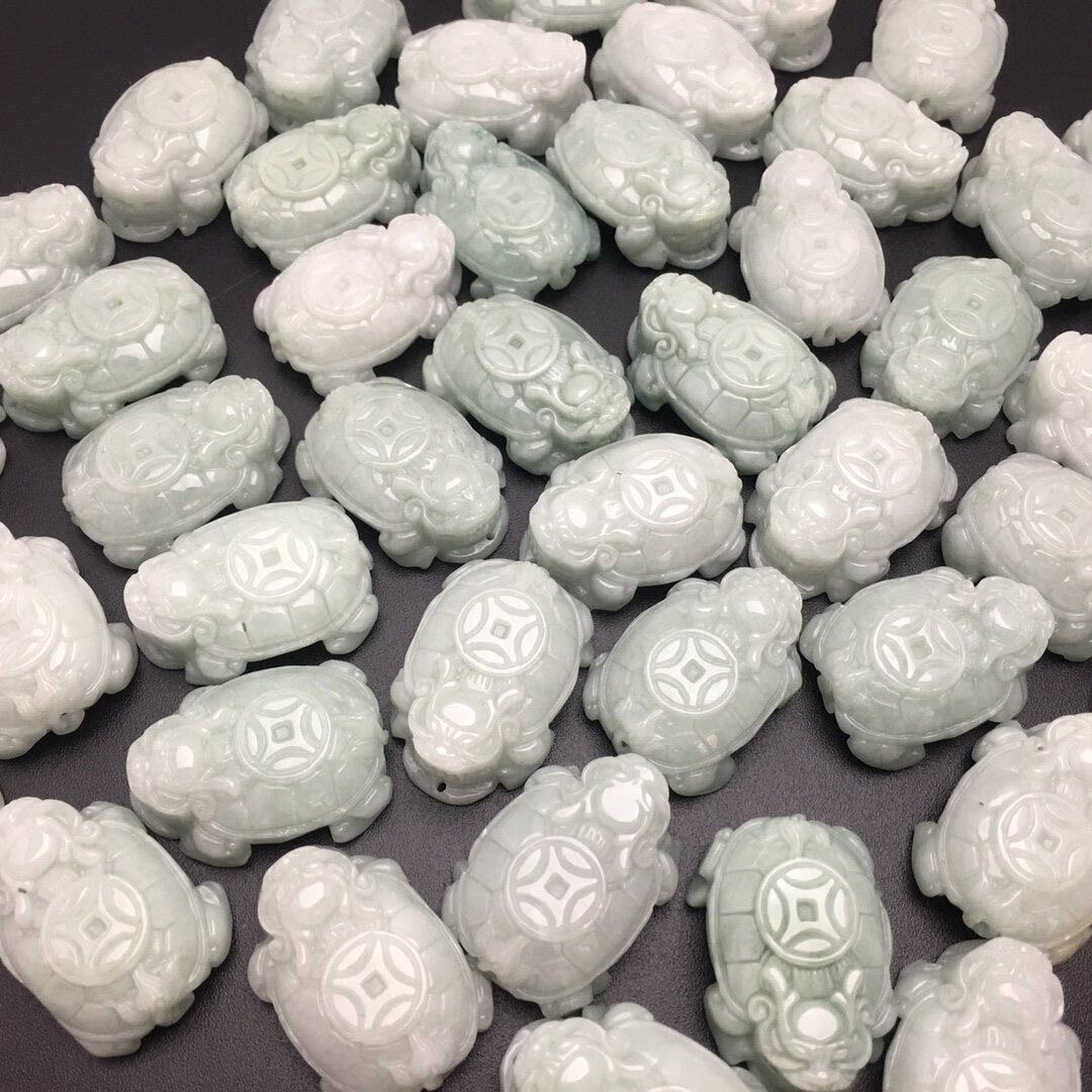 保真缅甸翡翠a货霸气龙头龟吊坠玉佩挂件项链绳子玉器工艺品立体 约34