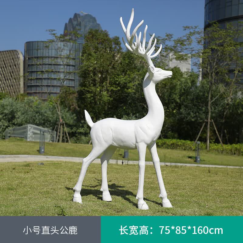 福雅艺抽象梅花鹿雕塑玻璃钢户外园林景观小区售楼部白鹿动物装饰大