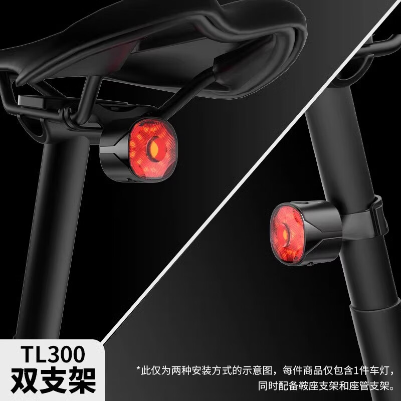 邁金GEOID 自行車(chē)夜騎燈剎車(chē)尾燈山地公路車(chē)智能感應警示騎行尾燈 TL300基礎雙支架長(cháng)效續航