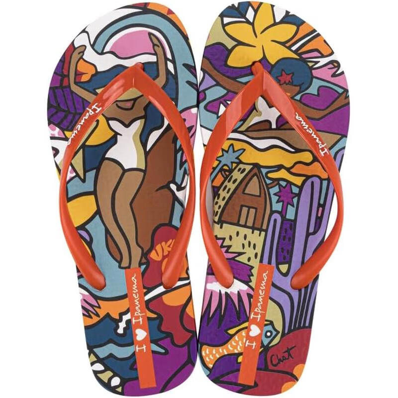 ipanema女士多彩涂鴉涼鞋個(gè)性印花防滑人字拖 flipflop initial