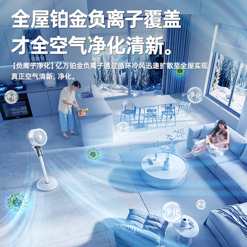 Niye【AI大风力循环扇】制冷空气循环扇智能语音落地扇遥控客厅台式立式超静音卧室空调扇电扇省电 机械款【冰感自然风】性价比专选
